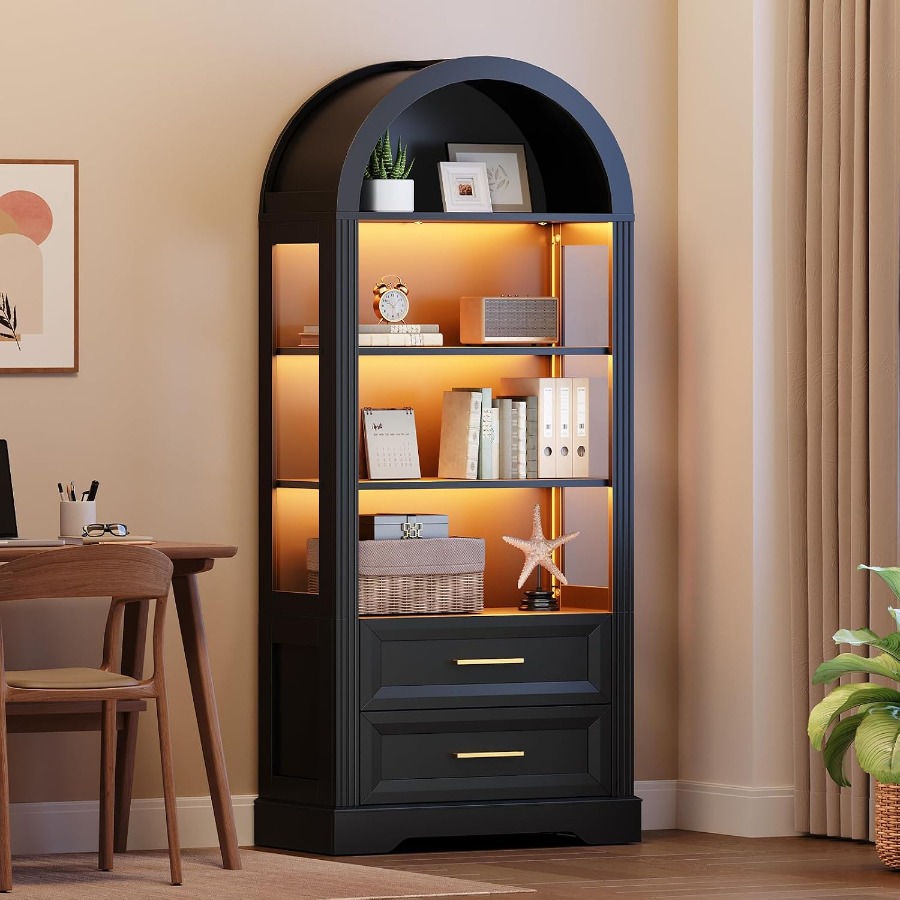 Storage & Organization - Vitrine, bibliothèque haute à arches avec