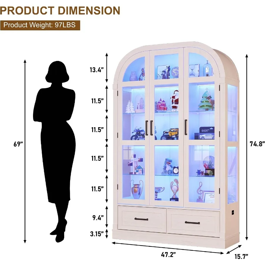 Vitrine arquée de 74 pouces av - Lighting avis et prix