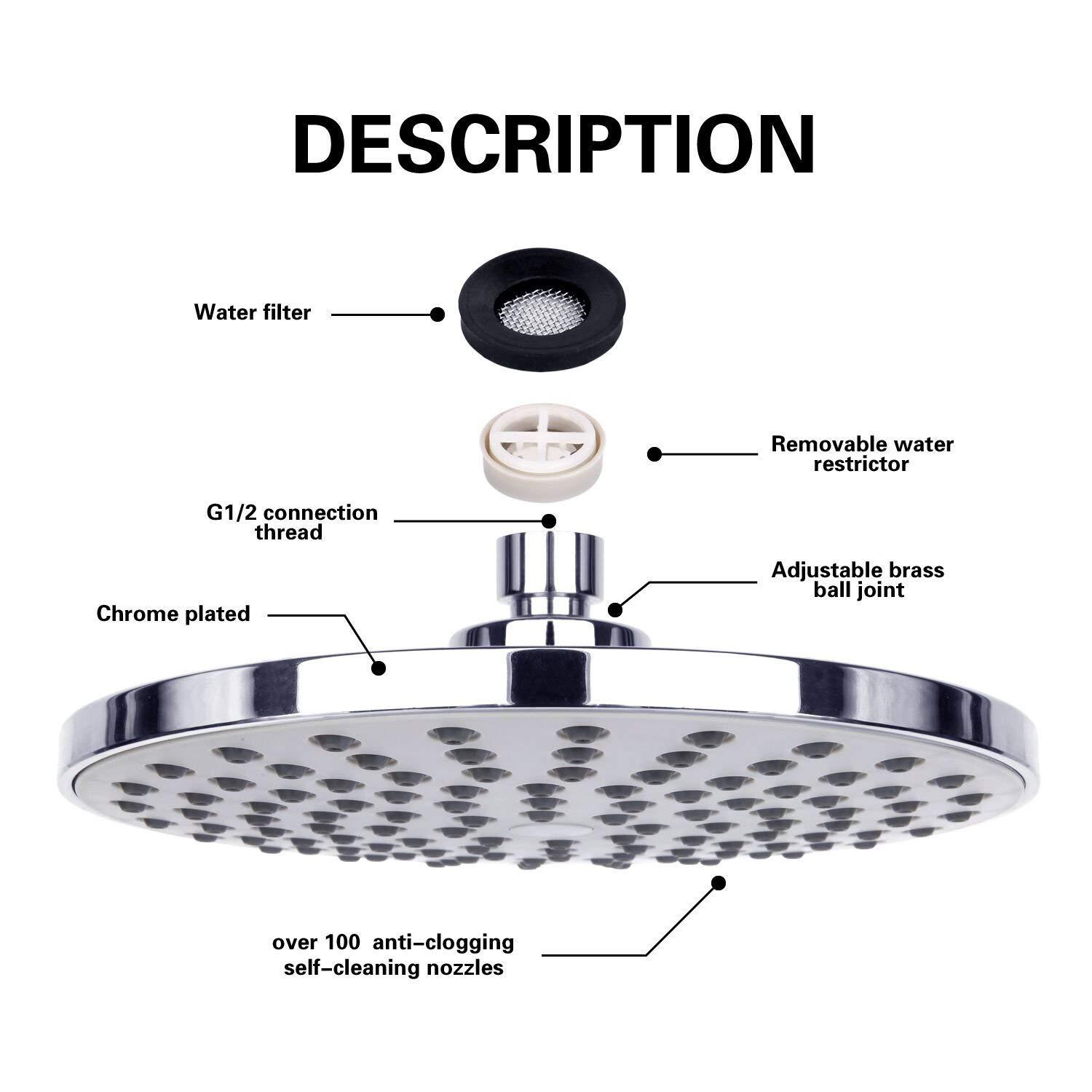 Pommeau de douche pluie grand  - High Pressure Shower Head Handheld avis et prix
