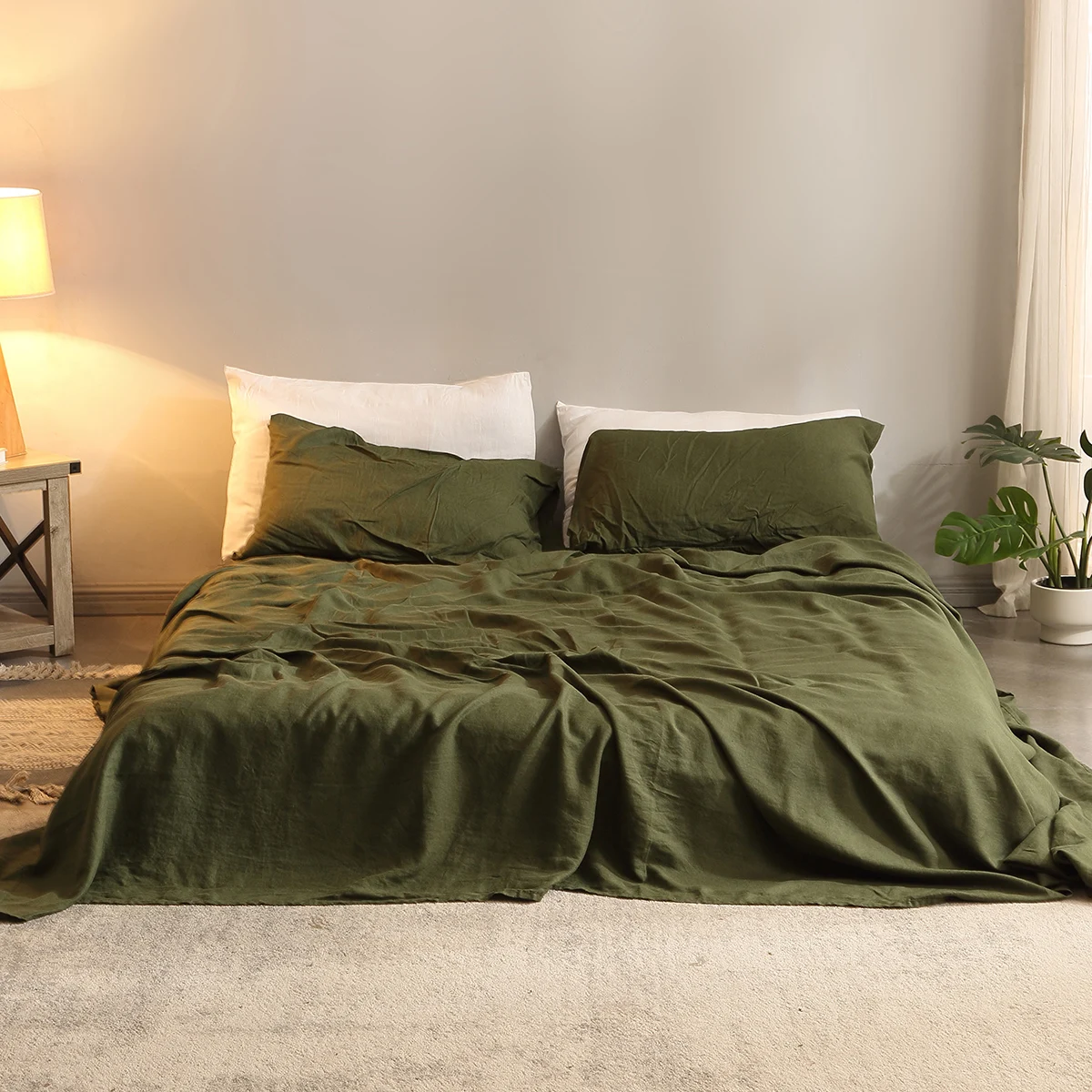 Parure de lit en lin 100% pur, - Fitted Bed Sheets Deep Pocket avis et prix